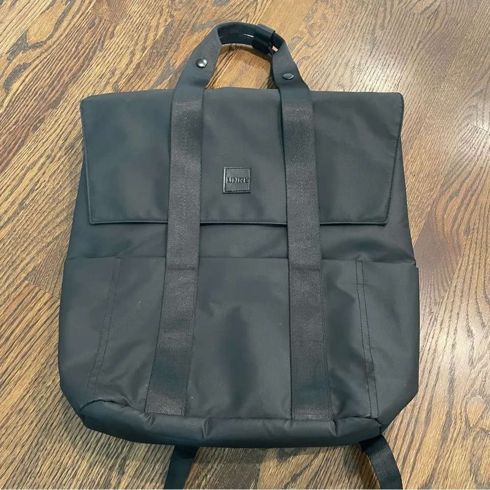 UNRL Black Vinyl Zip Up Waterproof Backpack Tote